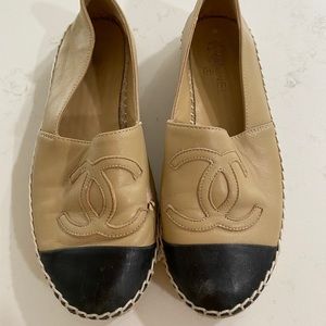 Chanel Beige/Black Espadrille flats